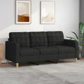 vidaXL Sofa 3-osobowa, czarna, 180 cm, tapicerowana tkaniną