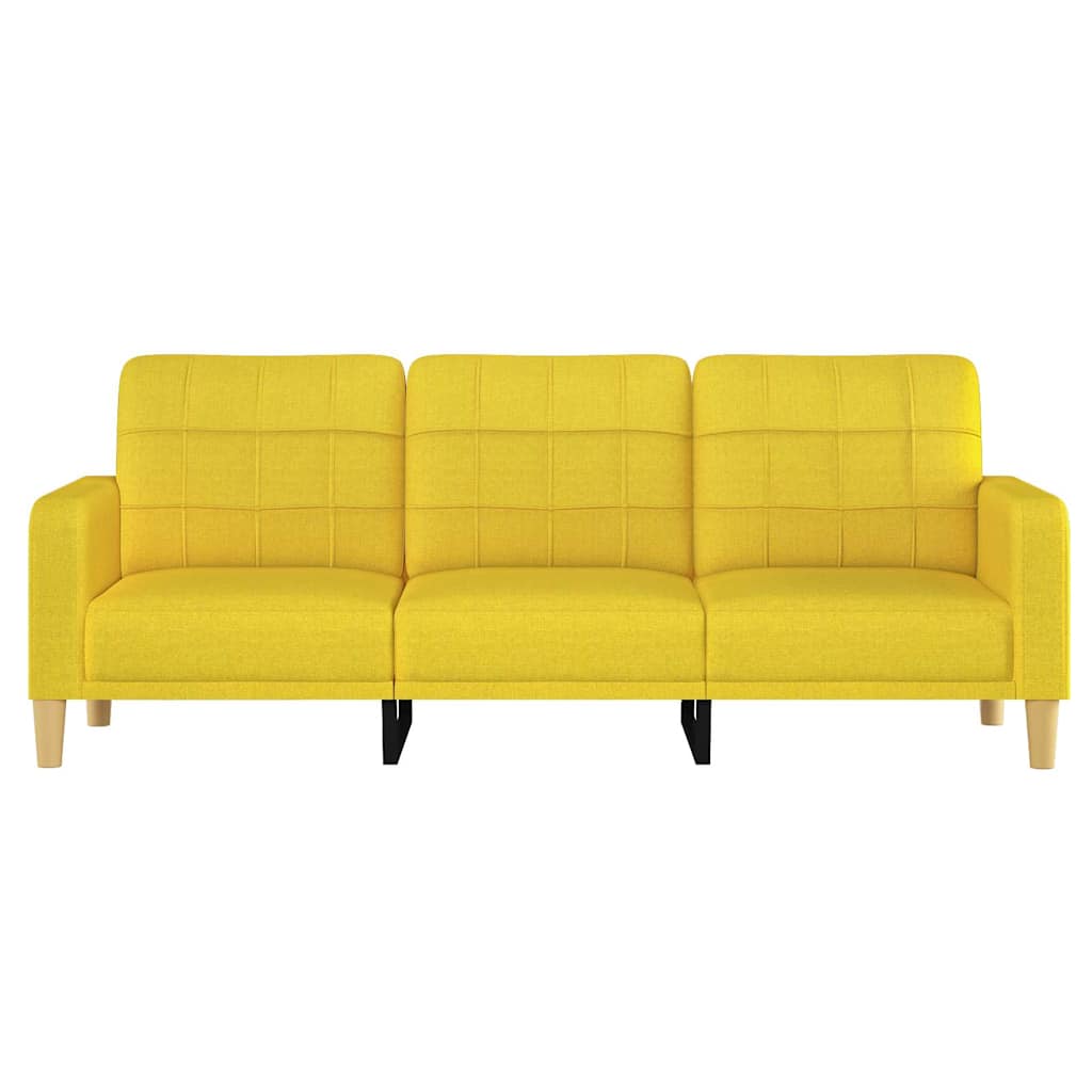 vidaXL Sofa 3-osobowa, jasnożółta, 180 cm, tapicerowana tkaniną