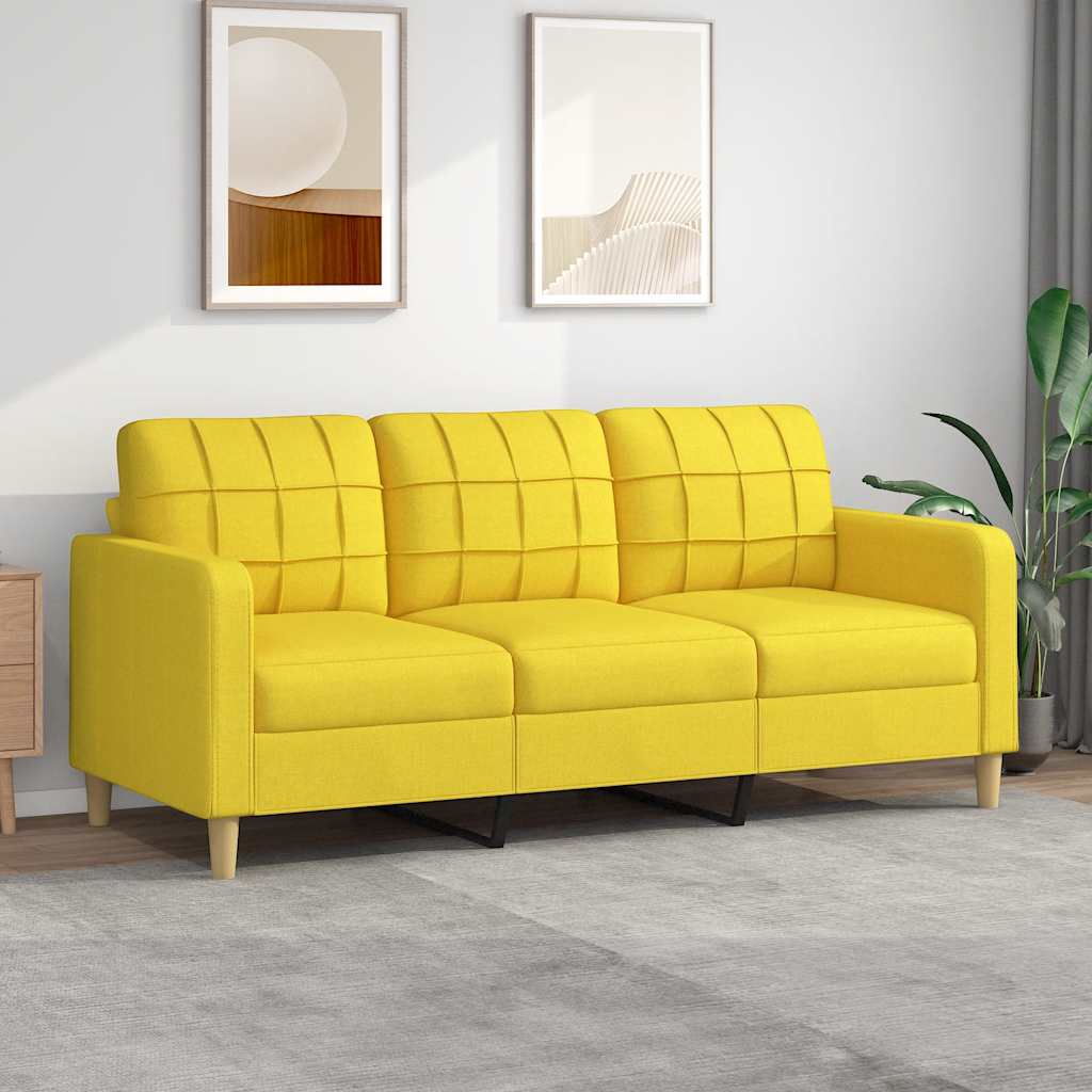 vidaXL Sofa 3-osobowa, jasnożółta, 180 cm, tapicerowana tkaniną