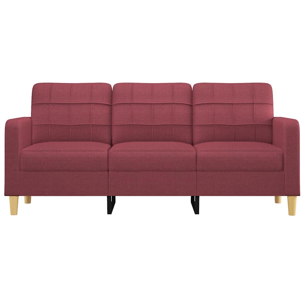 vidaXL Sofa 3-osobowa, winna czerwień, 180 cm,tapicerowana tkaniną