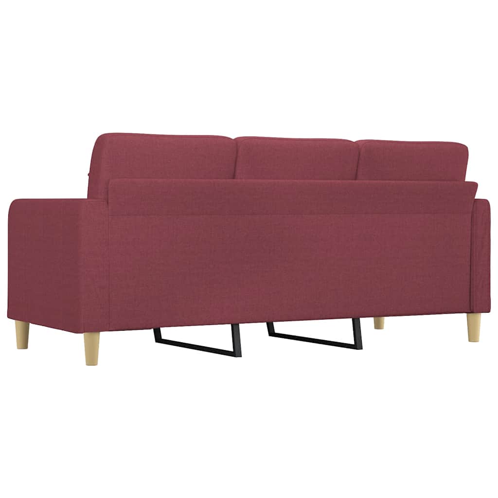 vidaXL Sofa 3-osobowa, winna czerwień, 180 cm,tapicerowana tkaniną