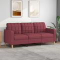 vidaXL Sofa 3-osobowa, winna czerwień, 180 cm,tapicerowana tkaniną