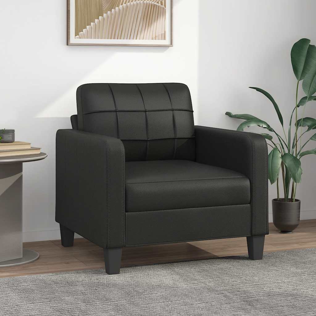 vidaXL Fotel, czarny, 60 cm, obity sztuczną skórą