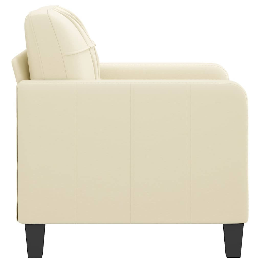vidaXL Fotel, kremowy, 60 cm, obity sztuczną skórą
