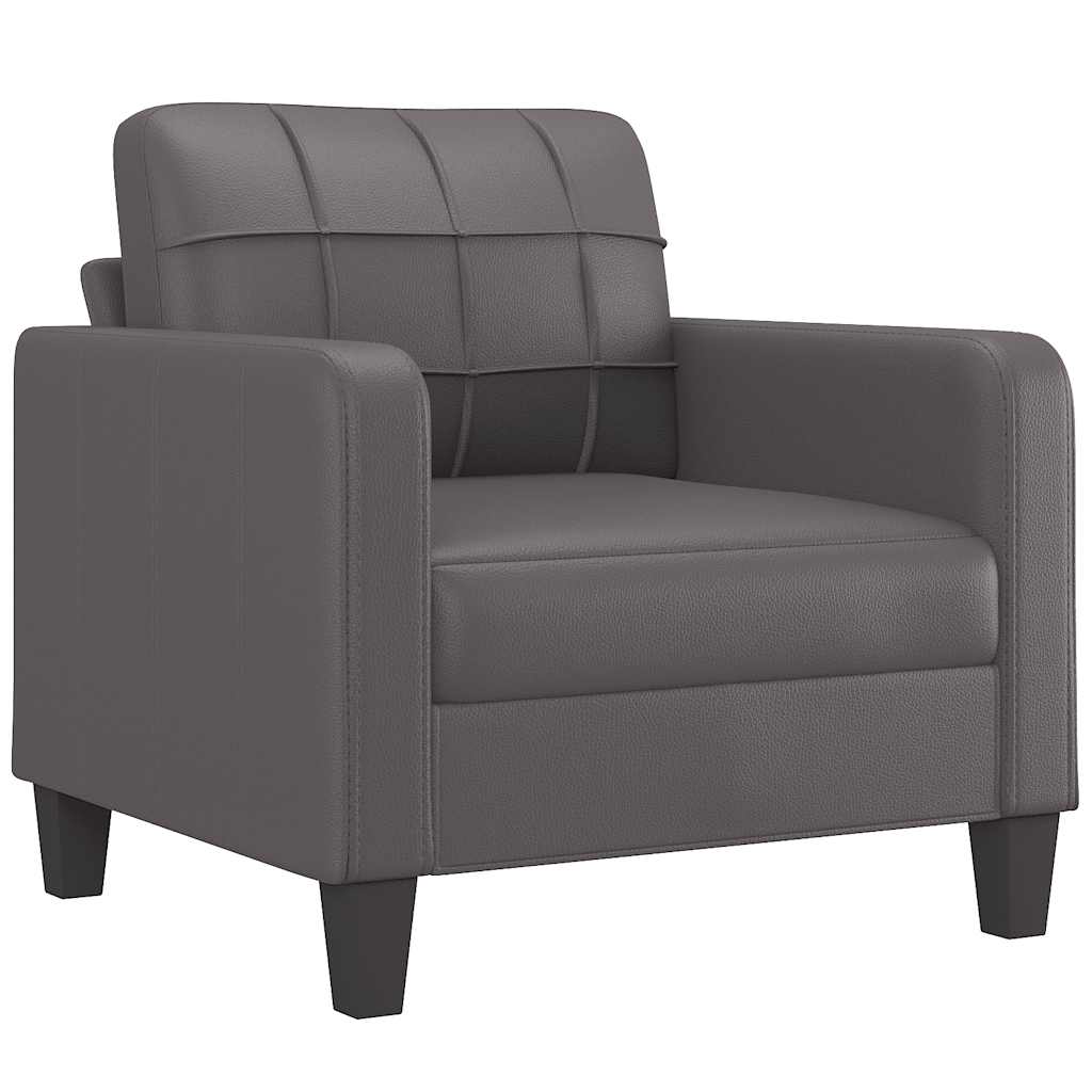 vidaXL Fotel, szary, 60 cm, obity sztuczną skórą