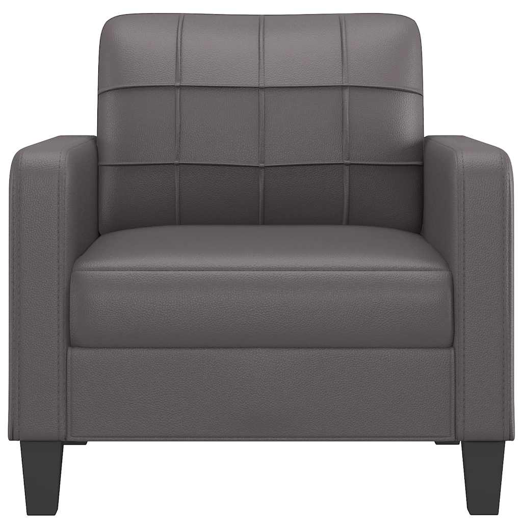 vidaXL Fotel, szary, 60 cm, obity sztuczną skórą