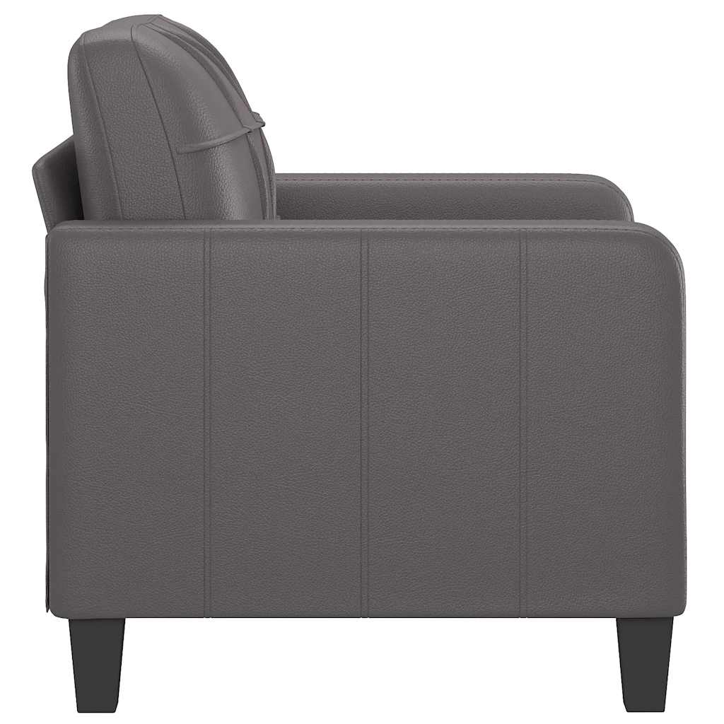 vidaXL Fotel, szary, 60 cm, obity sztuczną skórą