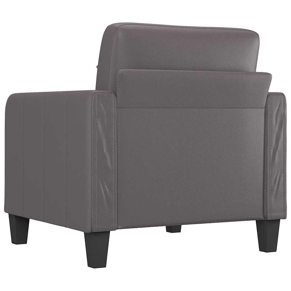 vidaXL Fotel, szary, 60 cm, obity sztuczną skórą
