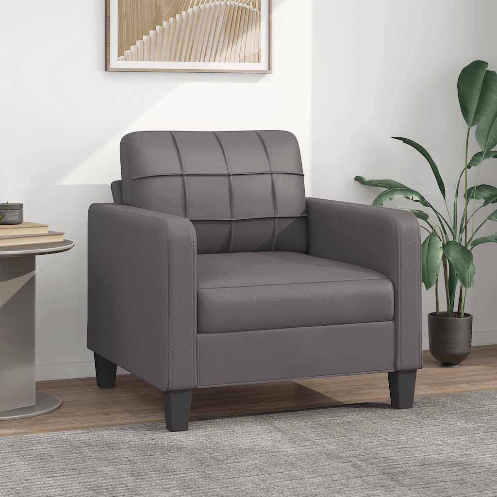 vidaXL Fotel, szary, 60 cm, obity sztuczną skórą