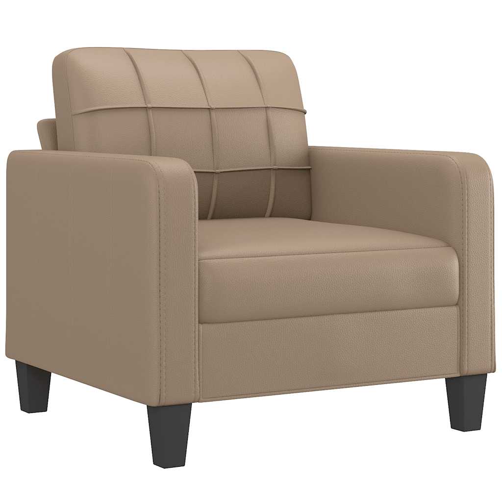 vidaXL Fotel, kolor cappuccino, 60 cm, obity sztuczną skórą