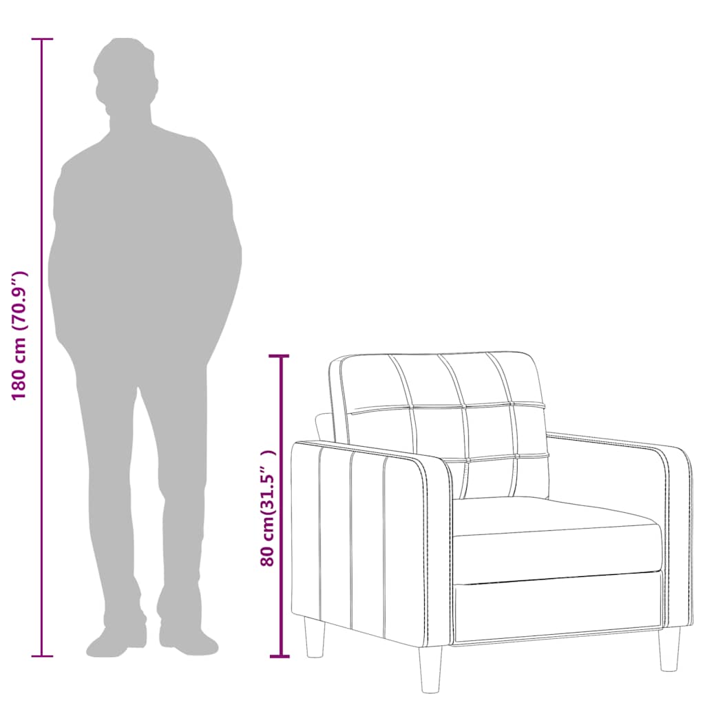 vidaXL Fotel, kolor cappuccino, 60 cm, obity sztuczną skórą