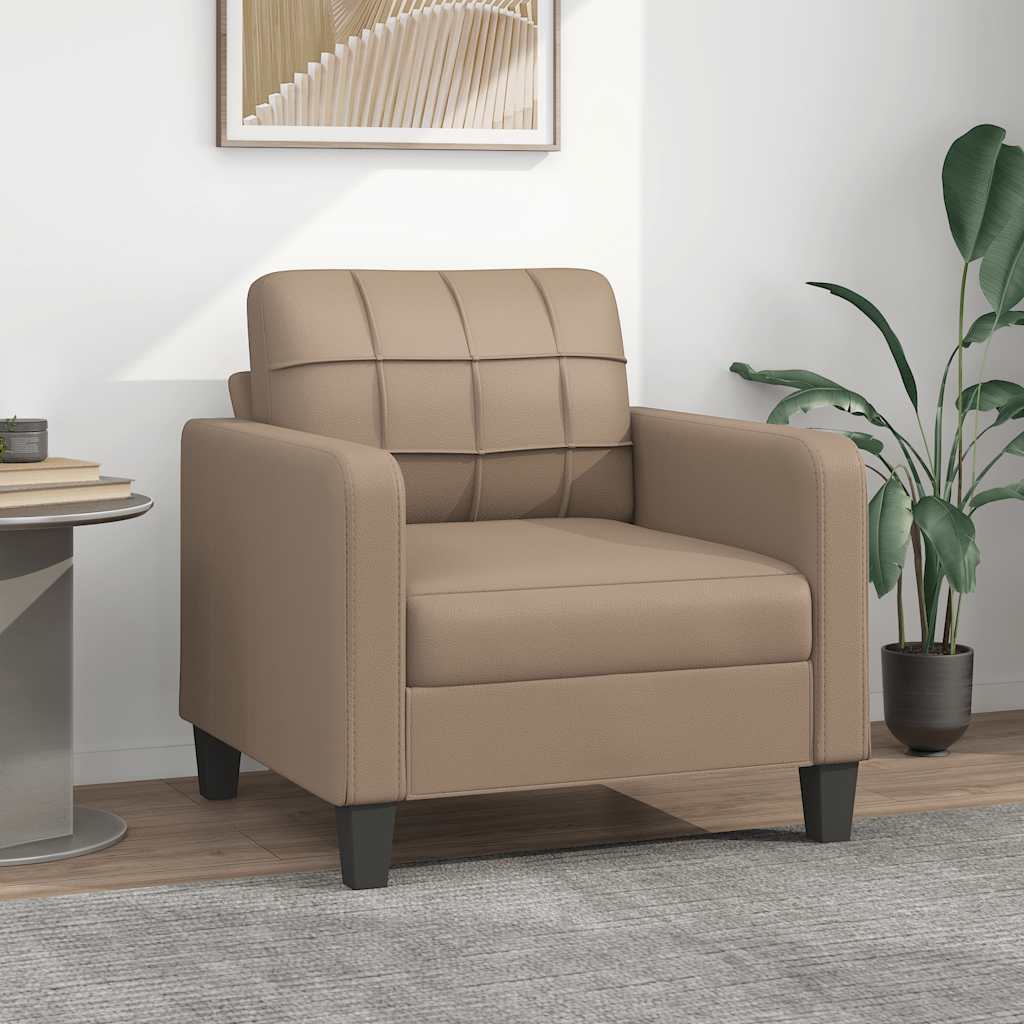 vidaXL Fotel, kolor cappuccino, 60 cm, obity sztuczną skórą