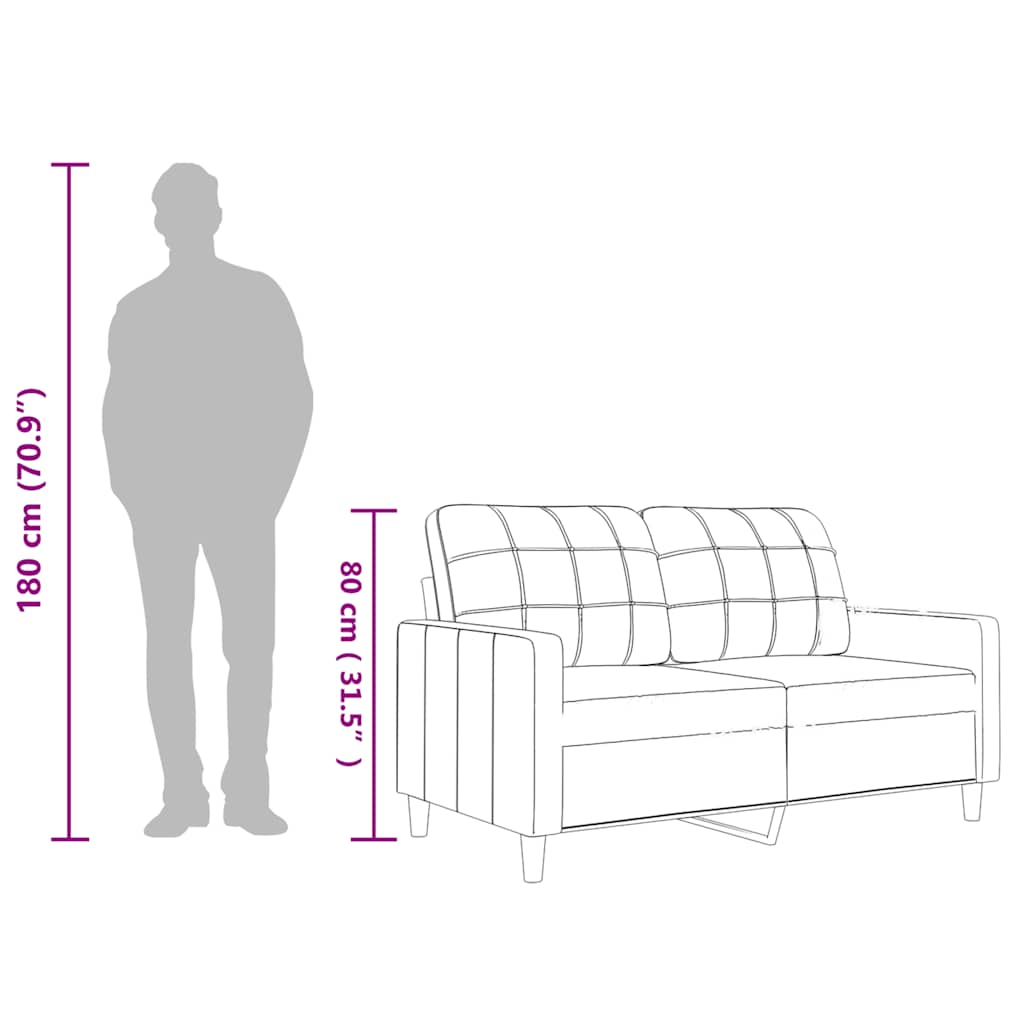 vidaXL 2-osobowa sofa, szary, 120 cm, sztuczna skóra