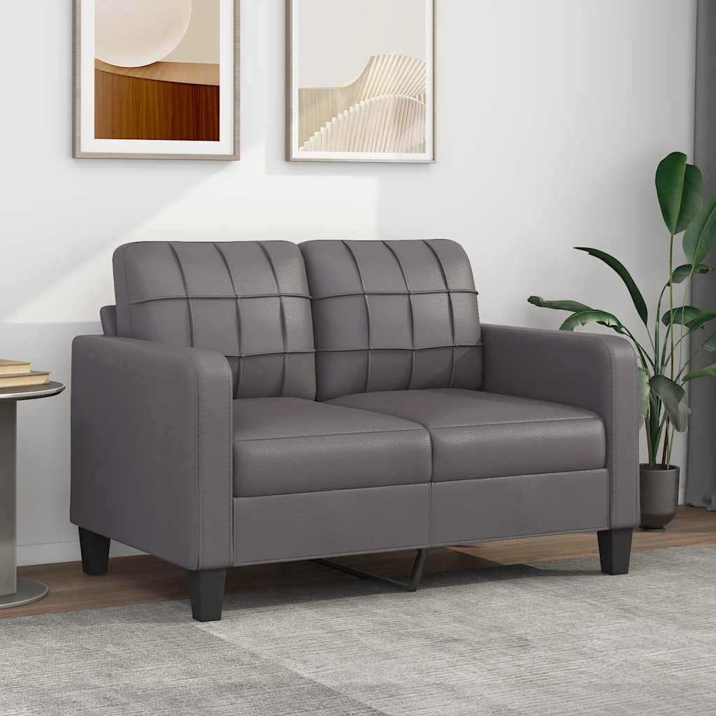 vidaXL 2-osobowa sofa, szary, 120 cm, sztuczna skóra