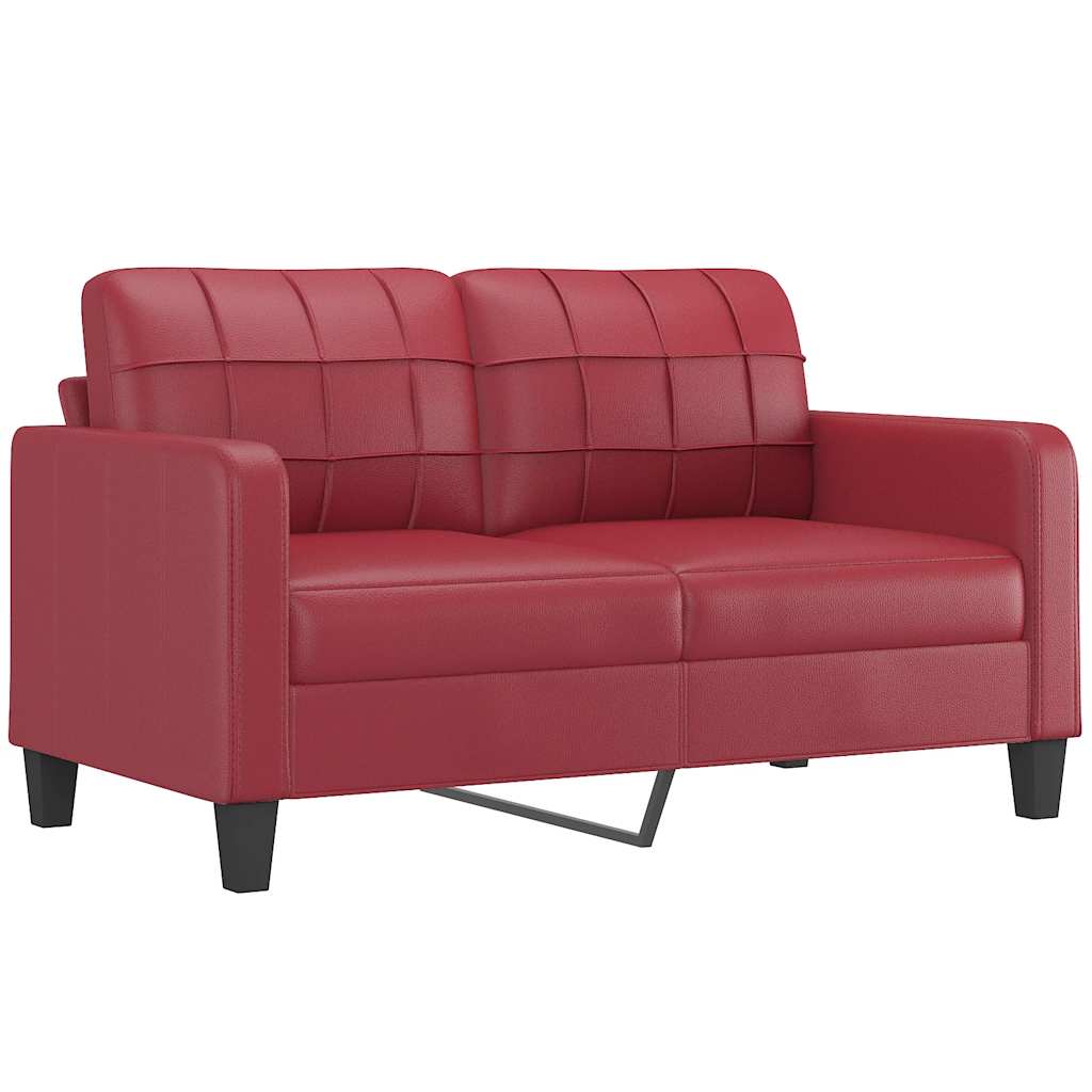 vidaXL 2-osobowa sofa, winna czerwień, 140 cm, sztuczna skóra