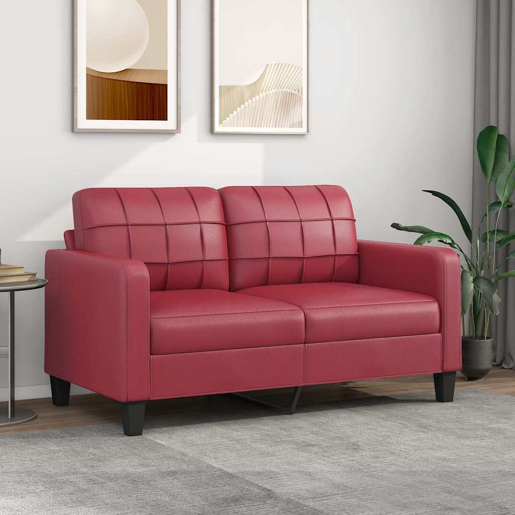 vidaXL 2-osobowa sofa, winna czerwień, 140 cm, sztuczna skóra