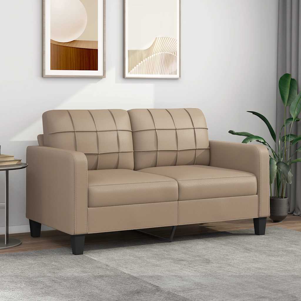 vidaXL 2-osobowa sofa, kolor cappuccino, 140 cm, sztuczna skóra
