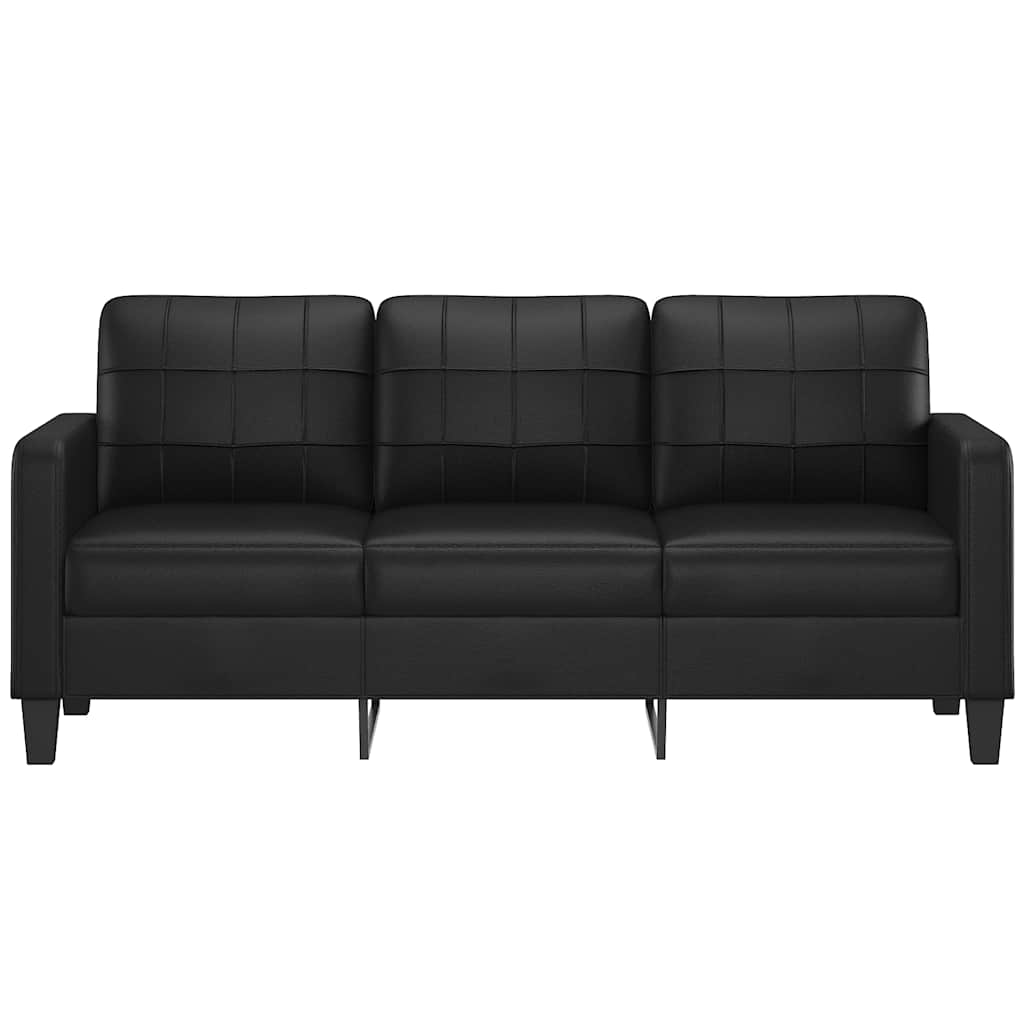 vidaXL 3-osobowa sofa, czarna, 180 cm, obita sztuczną skórą