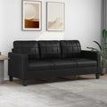 vidaXL 3-osobowa sofa, czarna, 180 cm, obita sztuczną skórą