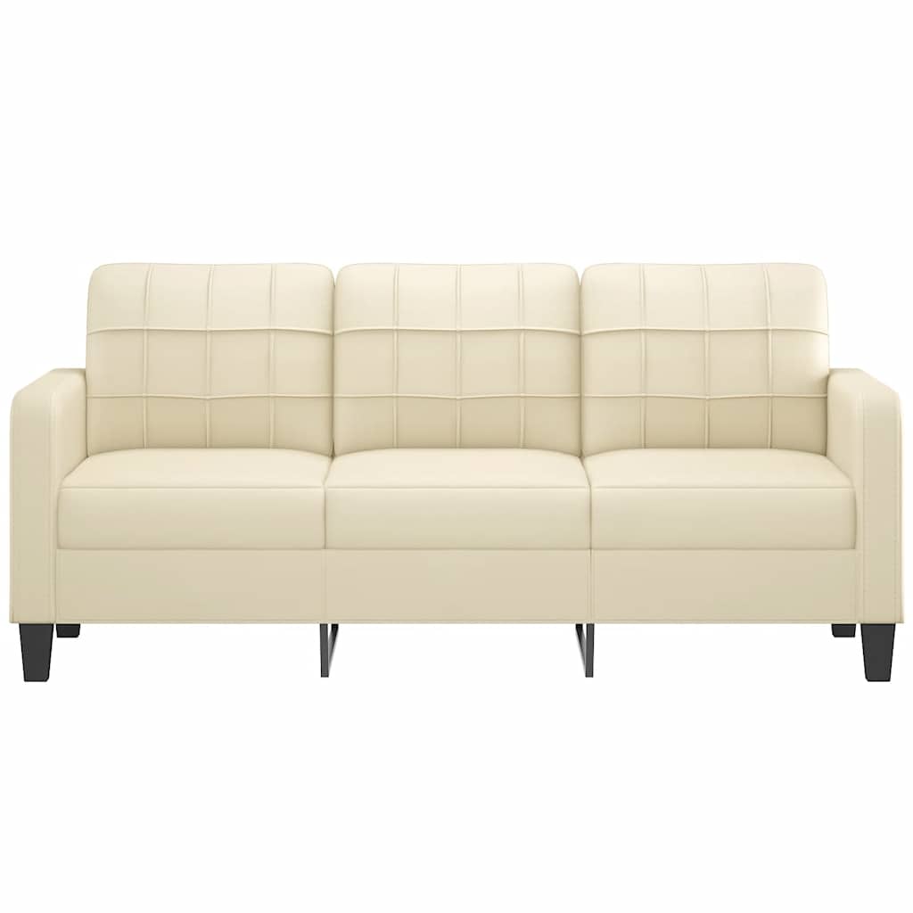 vidaXL 3-osobowa sofa, kremowa, 180 cm, sztuczna skóra
