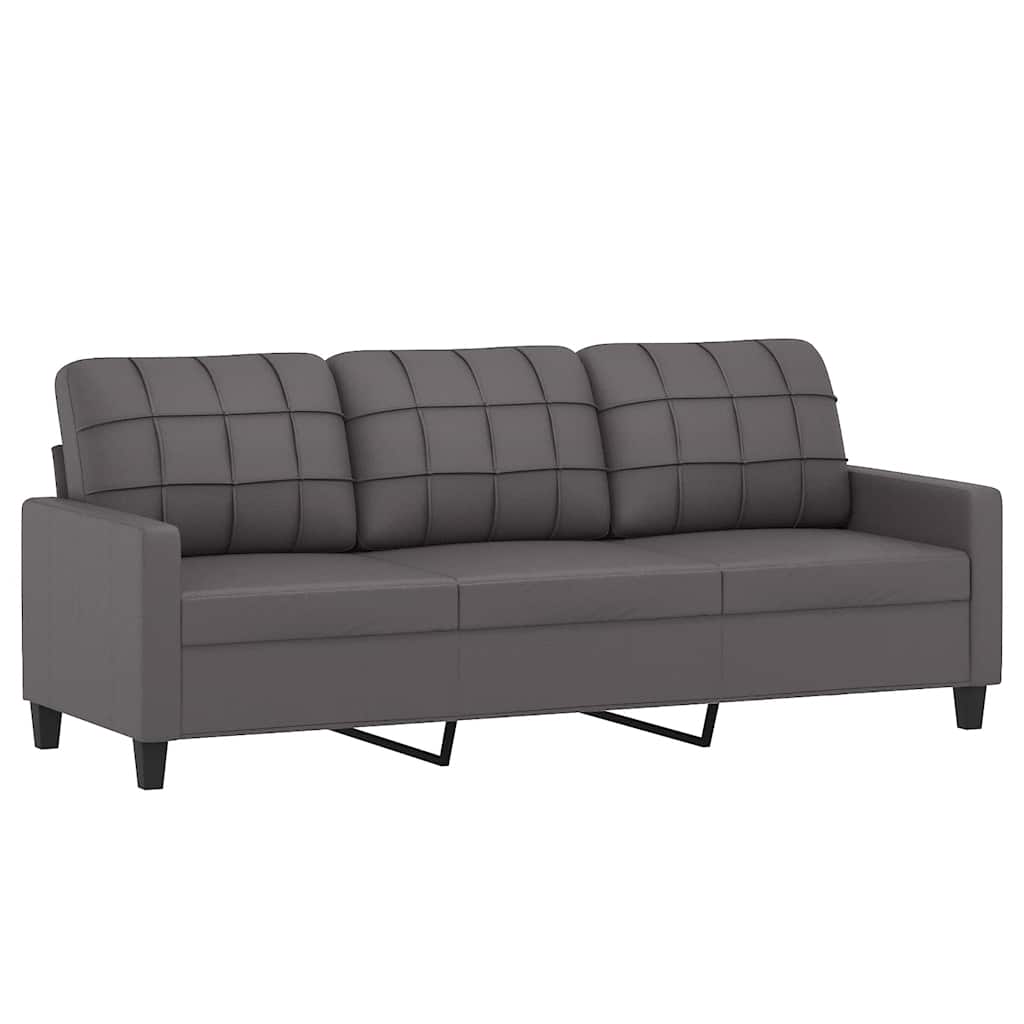 vidaXL 3-osobowa sofa, szara, 180 cm, sztuczna skóra