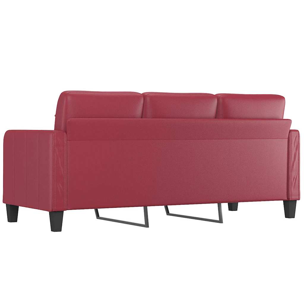 vidaXL 3-osobowa sofa, winna czerwień, 180 cm, sztuczna skóra