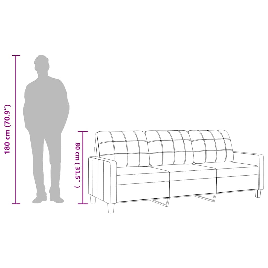 vidaXL 3-osobowa sofa, winna czerwień, 180 cm, sztuczna skóra