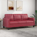 vidaXL 3-osobowa sofa, winna czerwień, 180 cm, sztuczna skóra