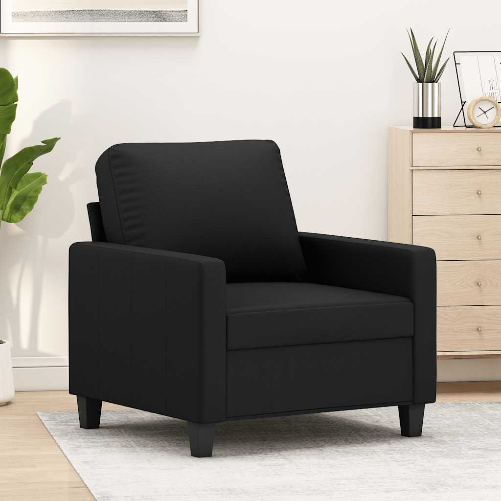 vidaXL Fotel, czarny, 60 cm, obity sztuczną skórą