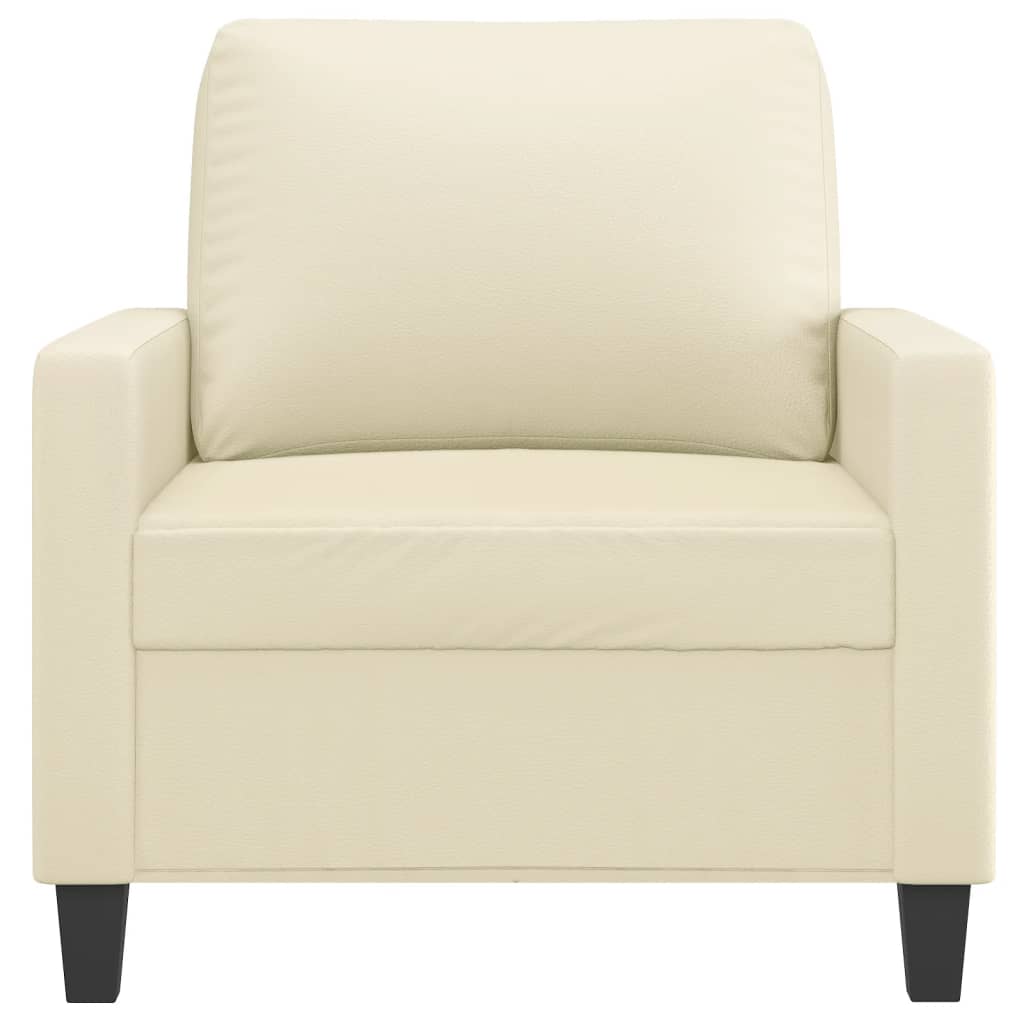 vidaXL Fotel, kremowy, 60 cm, obity sztuczną skórą