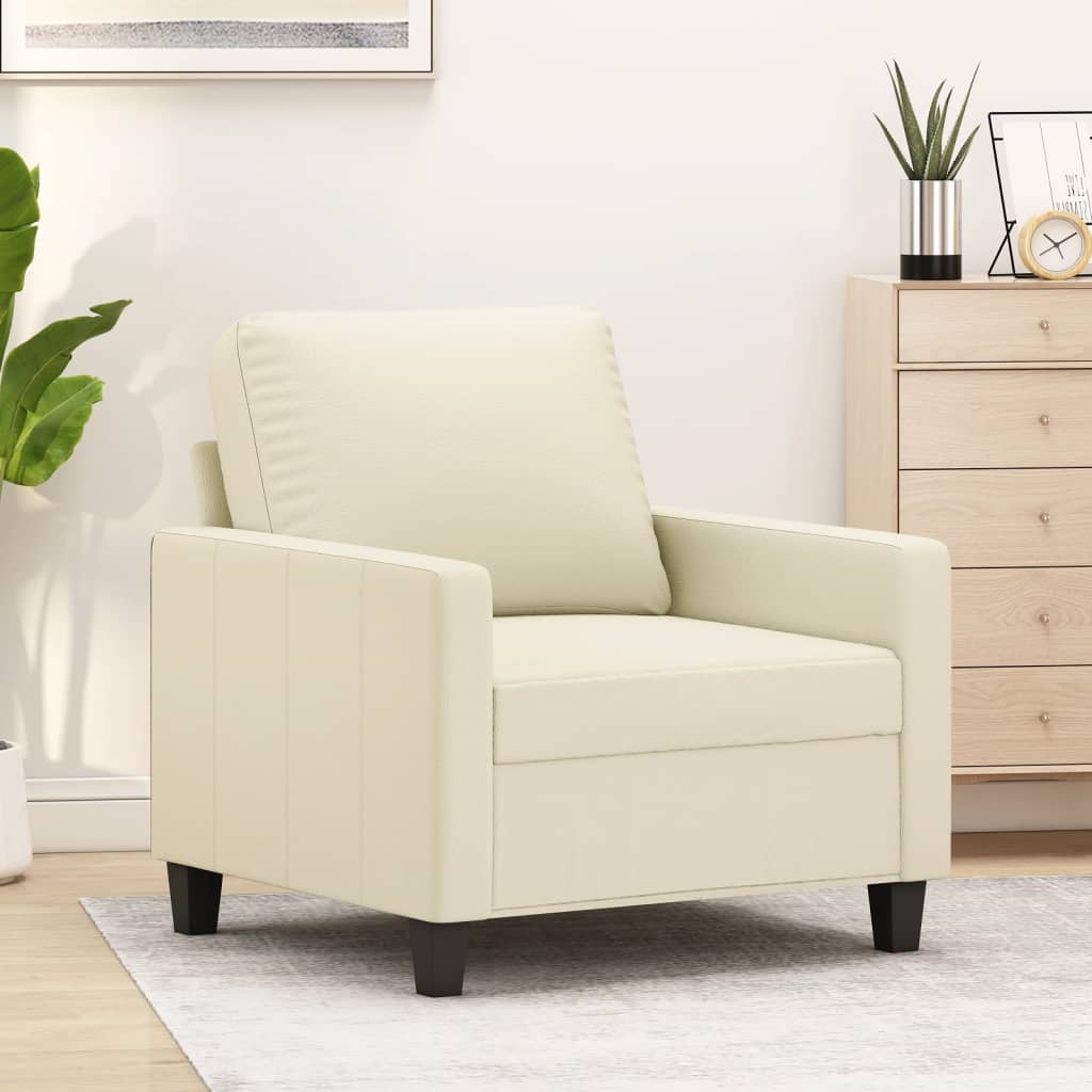 vidaXL Fotel, kremowy, 60 cm, obity sztuczną skórą