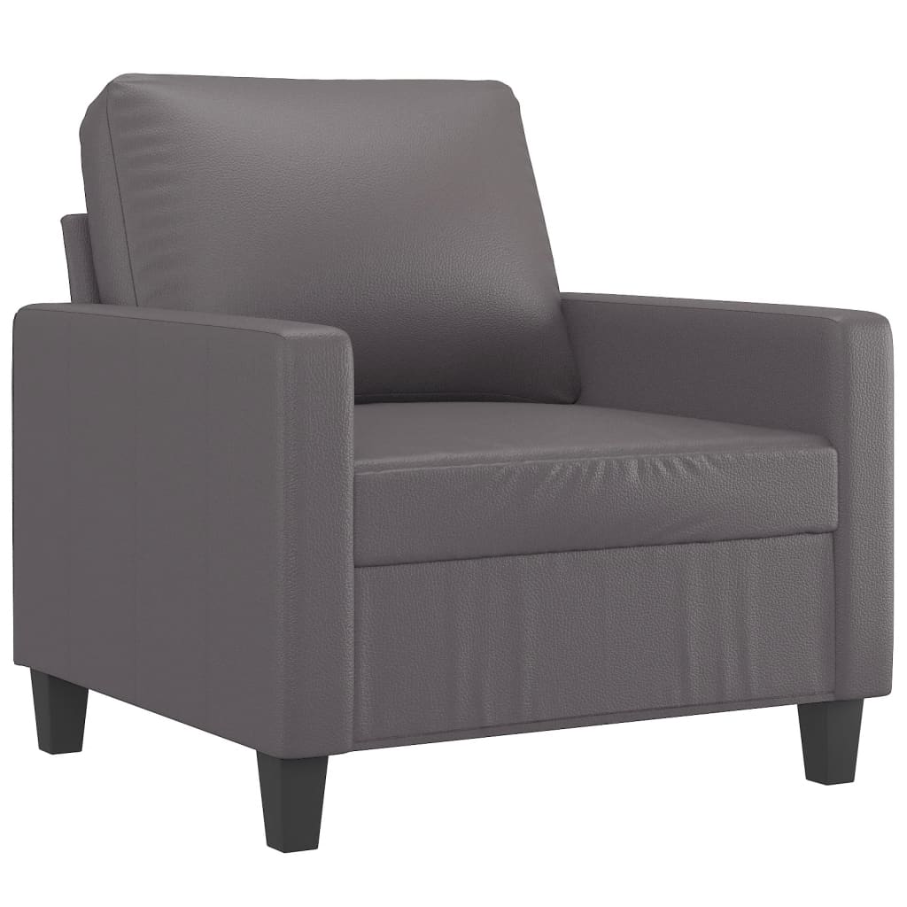 vidaXL Fotel, szary, 60 cm, obity sztuczną skórą