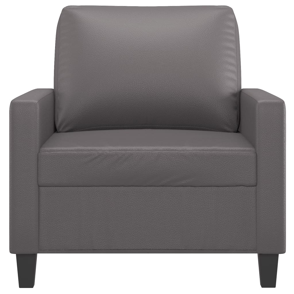 vidaXL Fotel, szary, 60 cm, obity sztuczną skórą