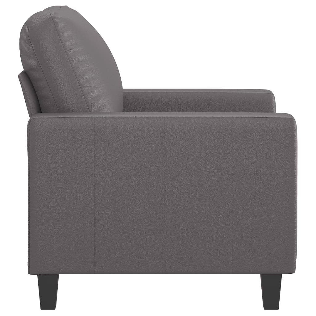 vidaXL Fotel, szary, 60 cm, obity sztuczną skórą