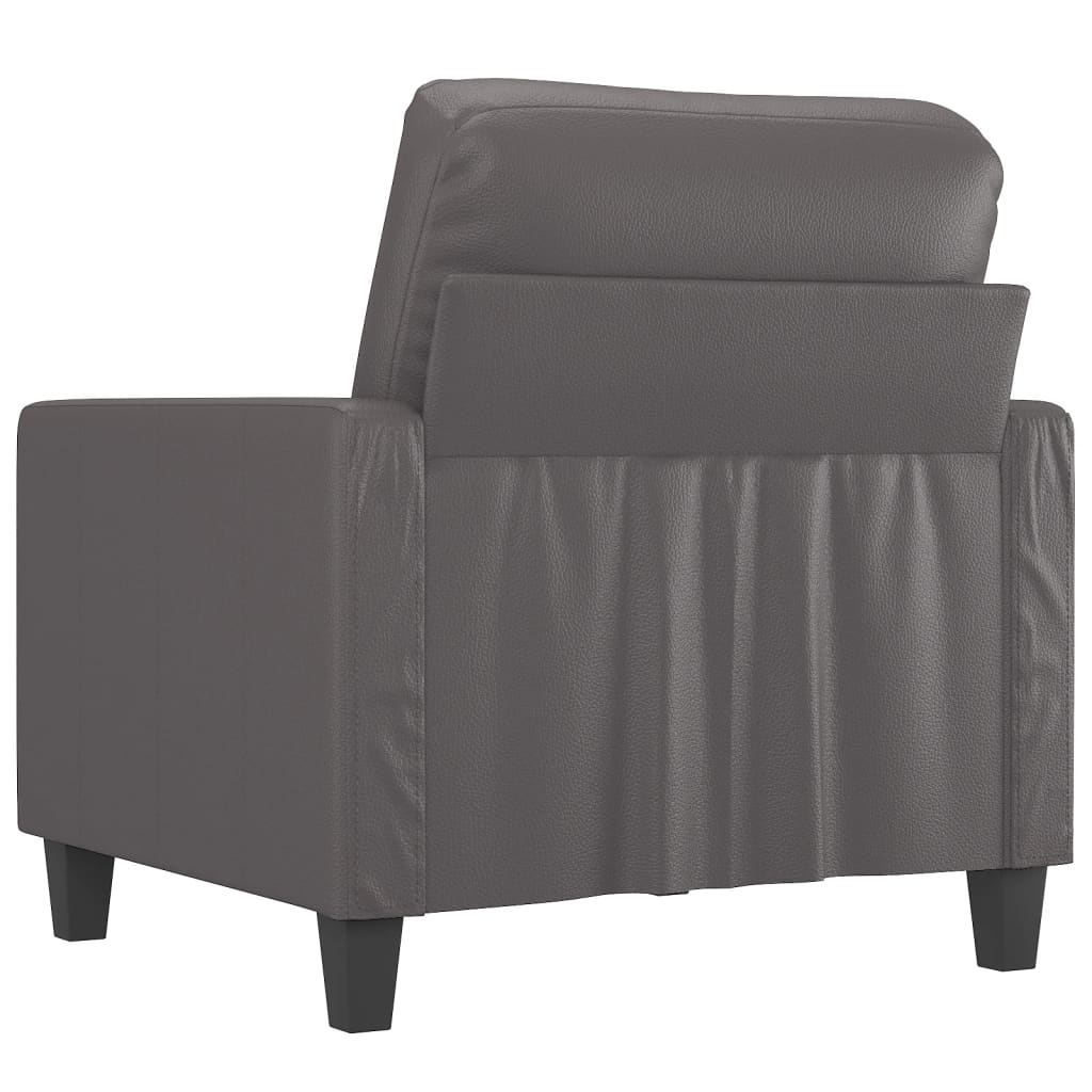 vidaXL Fotel, szary, 60 cm, obity sztuczną skórą