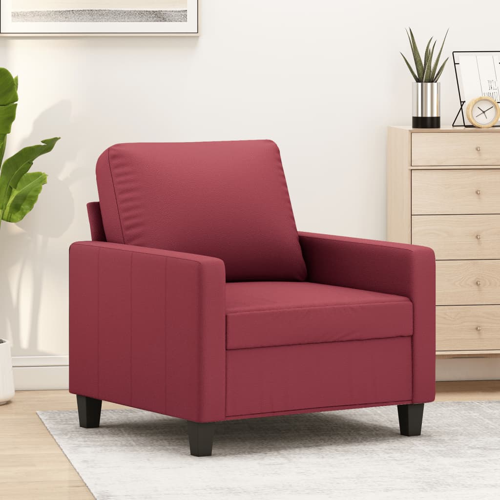 vidaXL Fotel, winna czerwień, 60 cm, obity sztuczną skórą