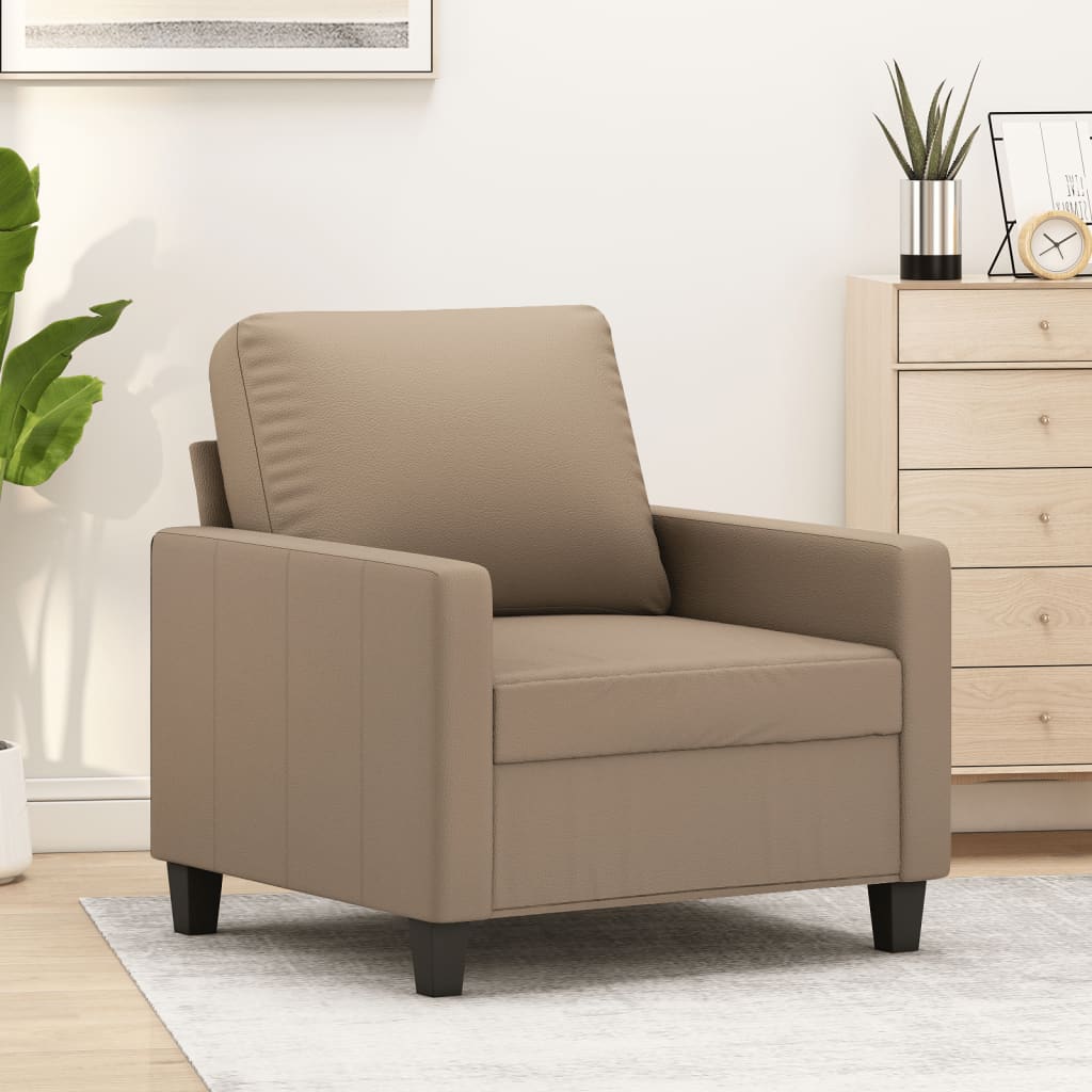 vidaXL Fotel, kolor cappuccino, 60 cm, obity sztuczną skórą