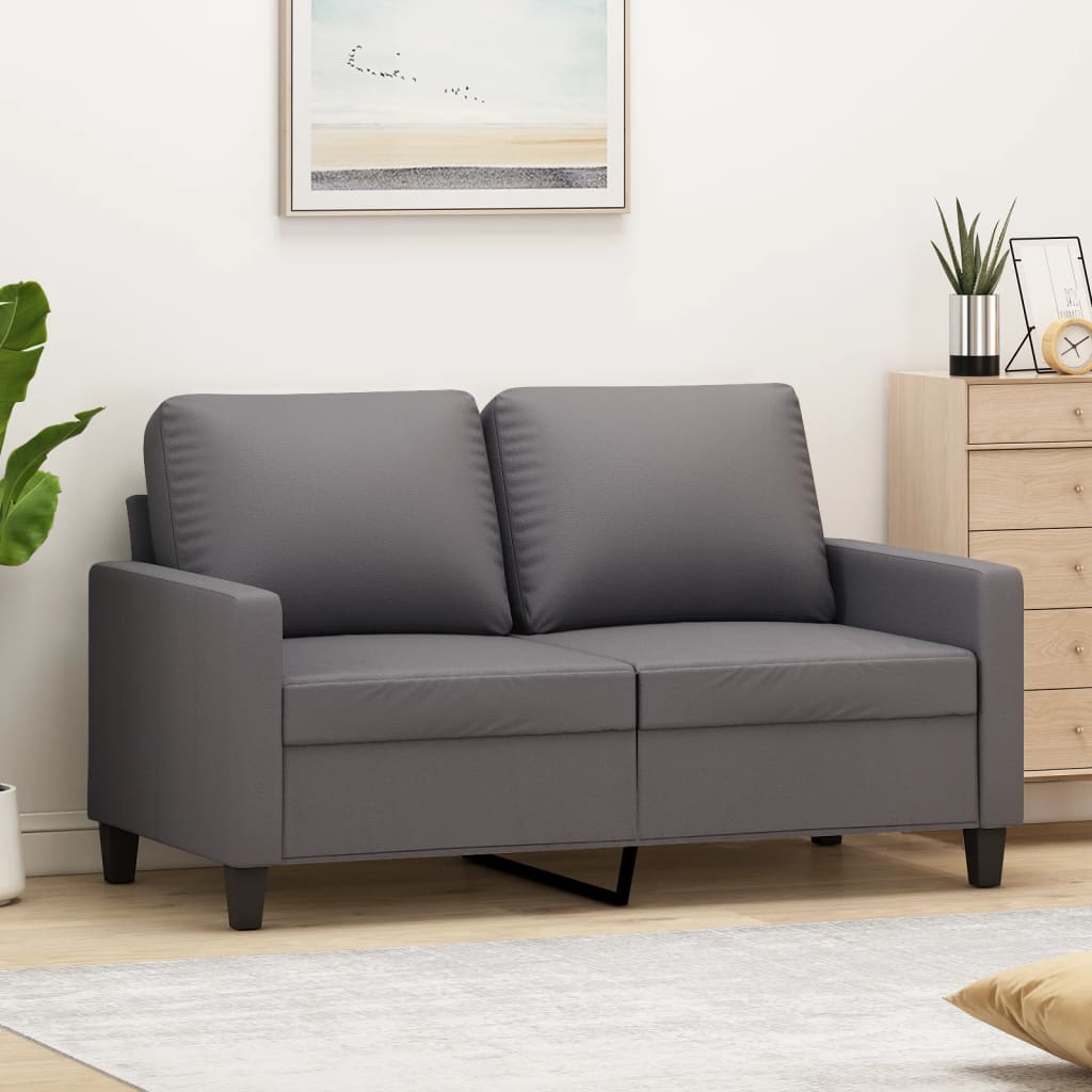 vidaXL 2-osobowa sofa, szary, 120 cm, sztuczna skóra