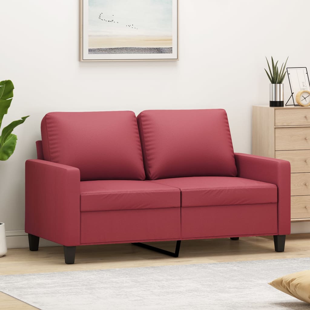 vidaXL 2-osobowa sofa, winna czerwień, 120 cm, sztuczna skóra
