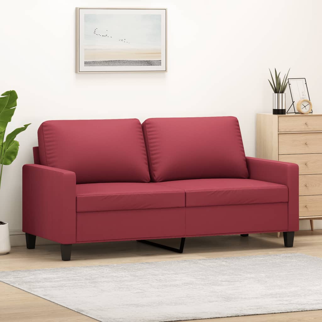 vidaXL 2-osobowa sofa, winna czerwień, 140 cm, sztuczna skóra