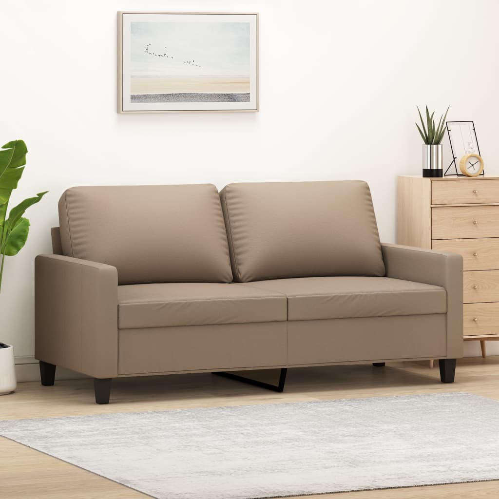 vidaXL 2-osobowa sofa, kolor cappuccino, 140 cm, sztuczna skóra