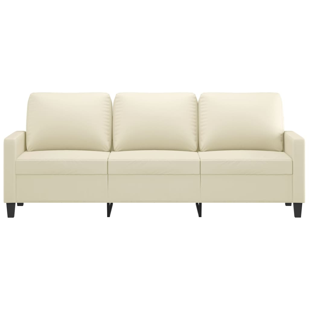 vidaXL 3-osobowa sofa, kremowa, 180 cm, sztuczna skóra