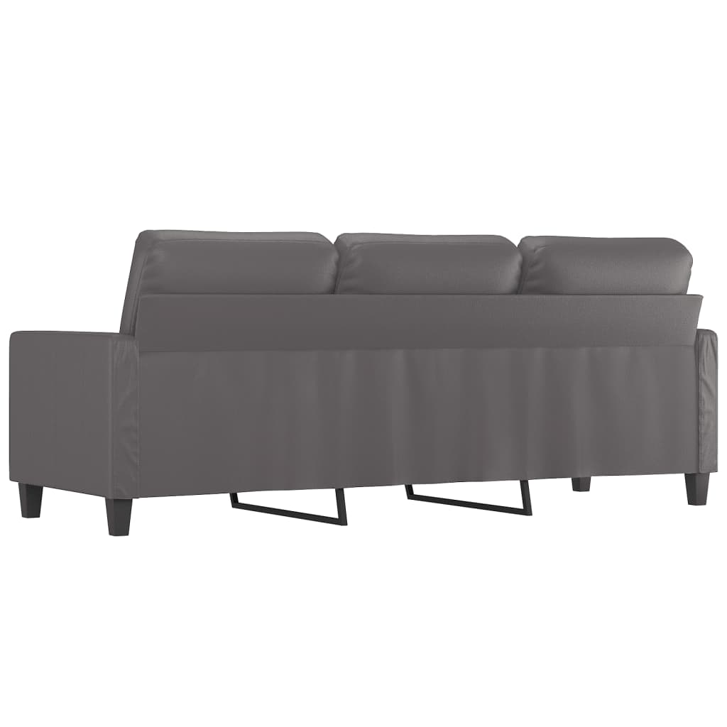 vidaXL 3-osobowa sofa, szara, 180 cm, sztuczna skóra