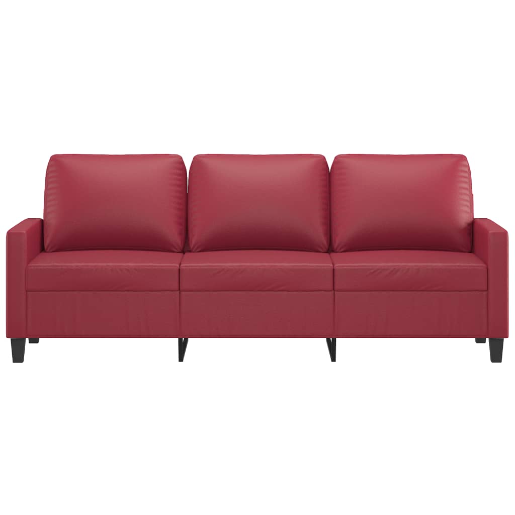 vidaXL 3-osobowa sofa, winna czerwień, 180 cm, sztuczna skóra