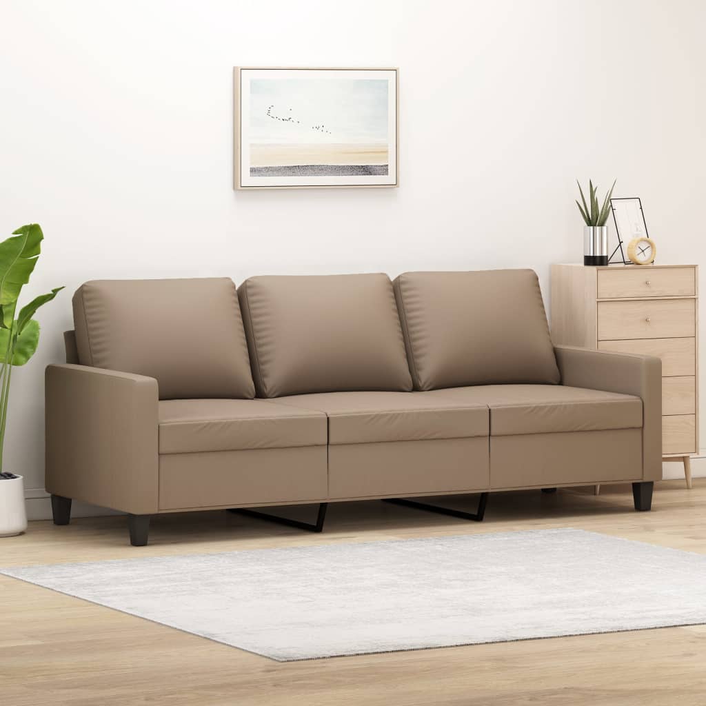 vidaXL 3-osobowa sofa, cappuccino, 180 cm, sztuczna skóra