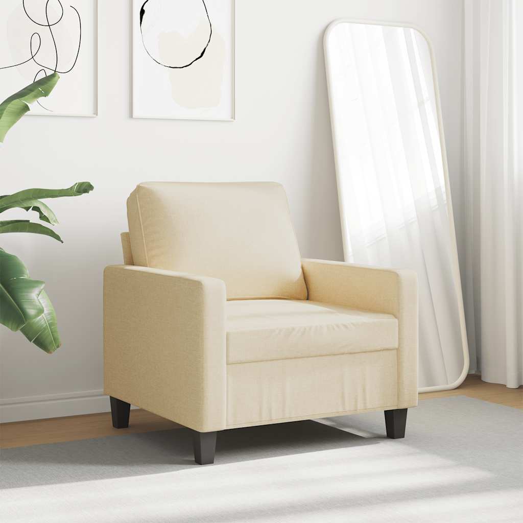 vidaXL Fotel, kremowy, 60 cm, obity tkaniną