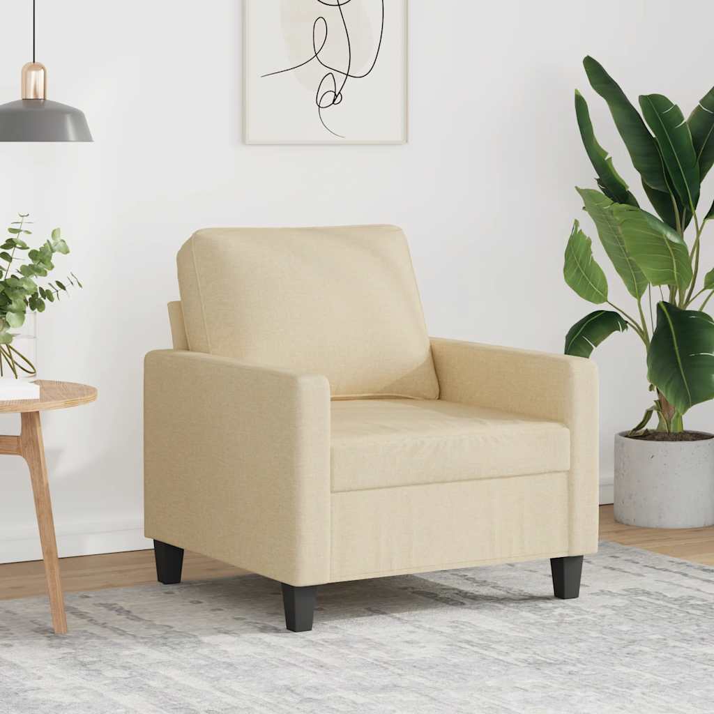 vidaXL Fotel, kremowy, 60 cm, obity tkaniną