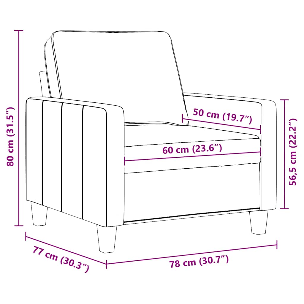 vidaXL Fotel, brązowy, 60 cm, obity tkaniną