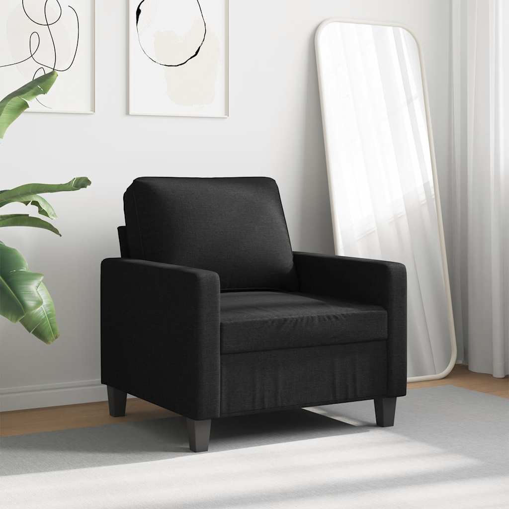 vidaXL Fotel, czarny, 60 cm, obity tkaniną