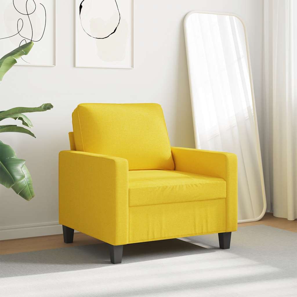 vidaXL Fotel, jasnożółty, 60 cm, obity tkaniną